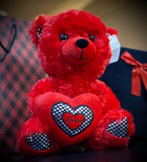 عروسک خرس قلب love به دست 30 سانت