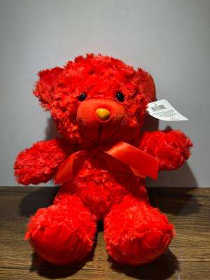 عروسک پولیشی خارجی طرح خرس قرمز مناسب ولنتاین 25سانتی